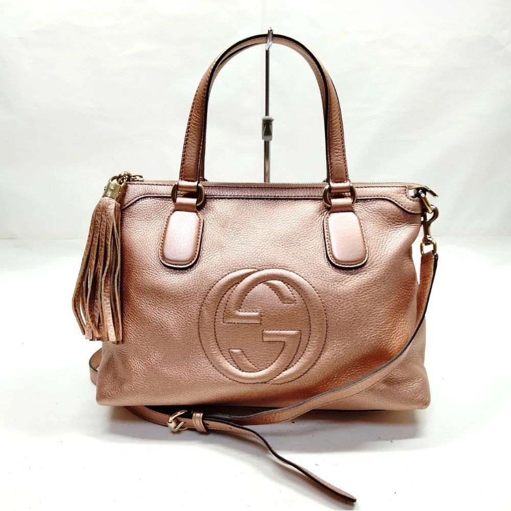 Auth Gucci Ltd Edition Rose Gold Interlocking GG Monogram 2way Working Tote RARE